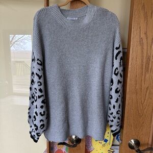 Gray Leopard Print Sweater